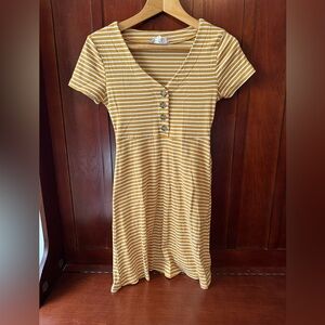 Pink Rose yellow and white striped dress size medium